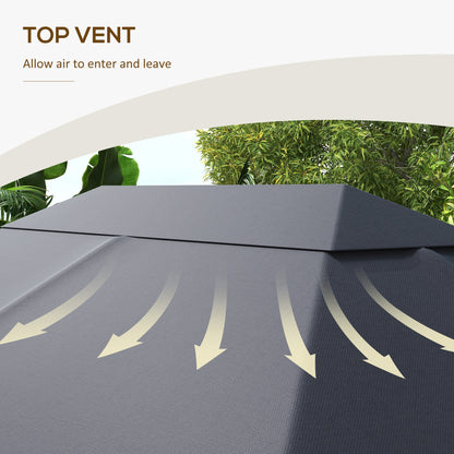 Outsunny 3 x 4m Gazebo Canopy Replacement Cover, Gazebo Roof Replacement (TOP COVER ONLY), Dark Grey 