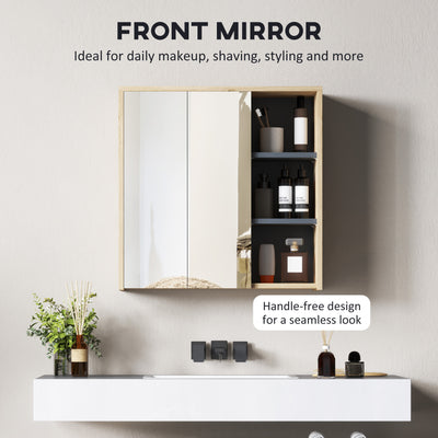 HOMCOM Five-Shelf Mirrored Bathroom Cabinet - Wood-Effect 