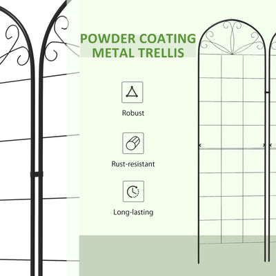 Outsunny Metal Trellis Set of 2, Garden Trellis for Climbing Plants Support Frames, Grid Design 