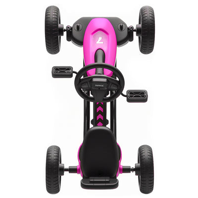 AIYAPLAY Pedal Go Kart for Kids 2-5 Years, with Silent EVA Wheels, Metal Frame, Pink 