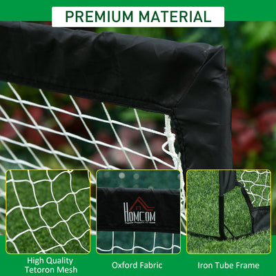 HOMCOM Set of 2 Football Goal Net 6 x 3 ft Foldable Outdoor Sport Training Teens Adults Football with Carrying Bag Black 