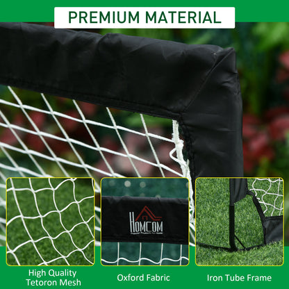 HOMCOM Set of 2 Football Goal Net 6 x 3 ft Foldable Outdoor Sport Training Teens Adults Football with Carrying Bag Black 