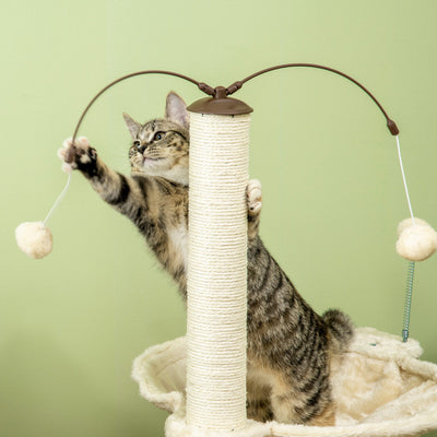 PawHut Cat Tree, with Scratching Posts, Hammock, Toy Ball - Beige 