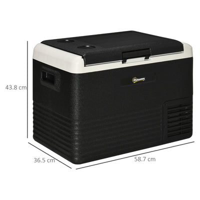 Outsunny 40L Car Refrigerator, Portable Compressor Car Fridge Freezer, Electric Cooler Box with 12/24V DC and 110-240V AC for Camping, Driving, Picnic, Down to -20\'e2\'84\'83 