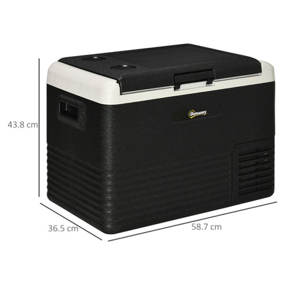 Outsunny 40L Car Refrigerator, Portable Compressor Car Fridge Freezer, Electric Cooler Box with 12/24V DC and 110-240V AC for Camping, Driving, Picnic, Down to -20\'e2\'84\'83