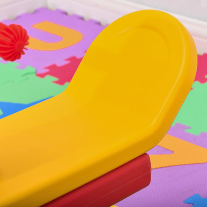 HOMCOM Kids Seesaw Safe Teeter Totter 2 Seats with Easy-Grip Handles, Safe, Indoor Outdoor Living Room Playroom Backyard Equipment, for 1-4 years old Multicolor 