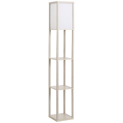 HOMCOM 3-Tier Floor Lamp, Floor Light with Storage Shelf, Reading Standing Lamp with Acrylic Shade for Living Room, Bedroom, Kitchen, Dining Room, Office, Dorm, 160cm, Oak 