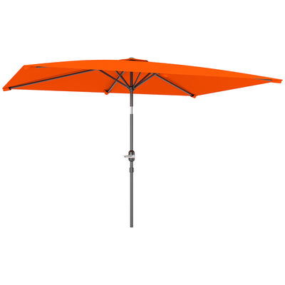 Outsunny 3x2m Patio Parasol Garden Umbrellas Canopy with Aluminium Tilt Crank Rectangular Sun Shade Steel, Orange 