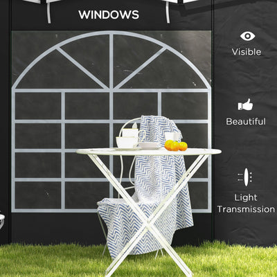 Outsunny Gazebo Side Panels, 2 Pack Sides Replacement, for 3x3(m) or 3x6m Pop Up Gazebo, with Windows and Doors, Black 