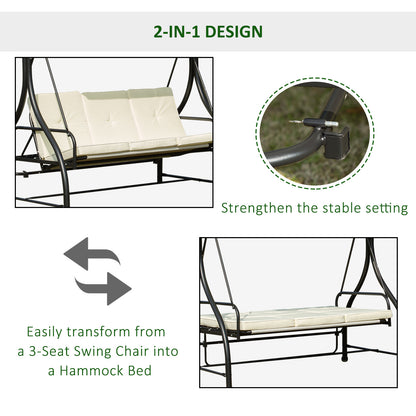 Outsunny 196L x 117D x 178H cm Swing Chair-Beige/Black 