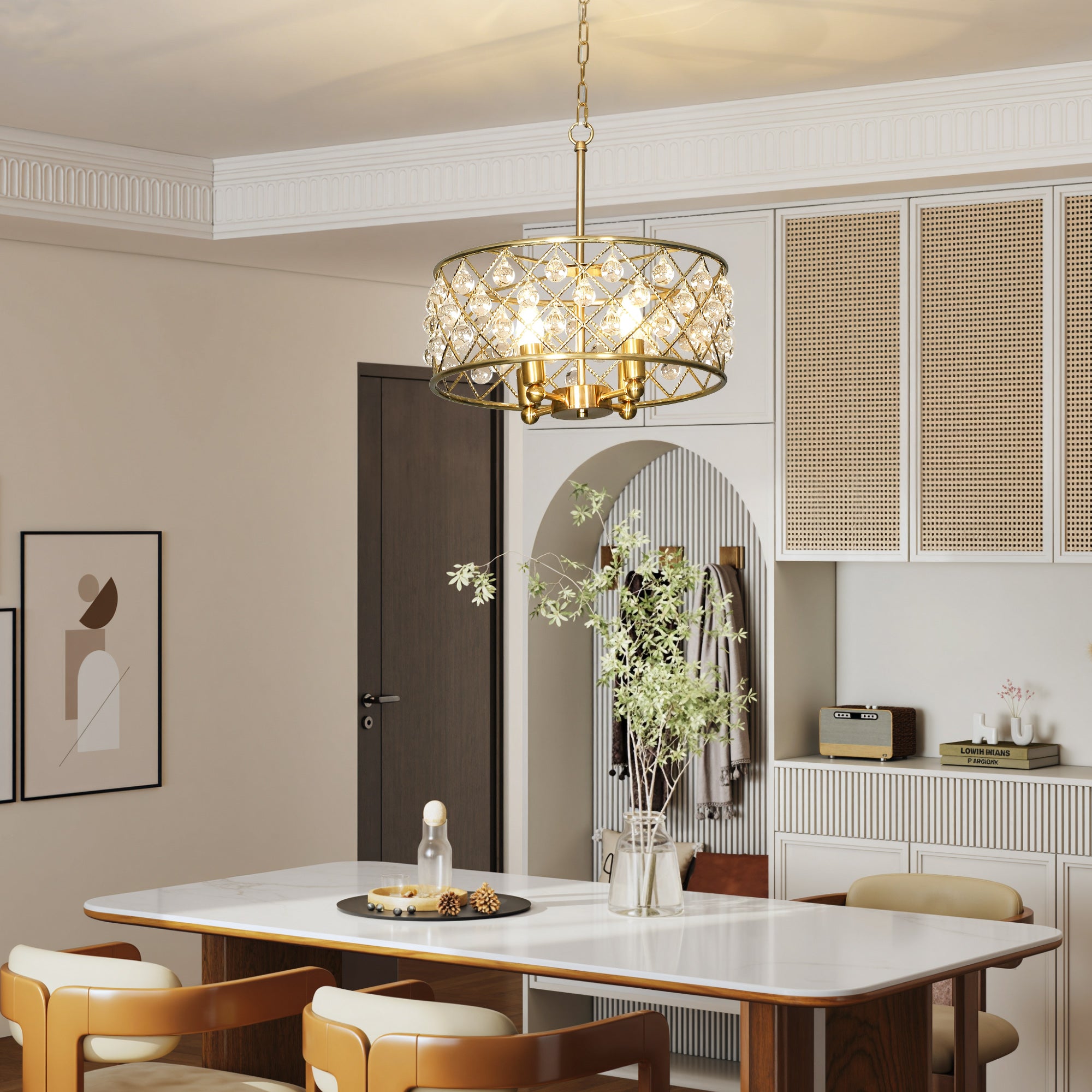 HOMCOM 51 Crystallite Four-Bulb Chandelier - Gold-Tone 