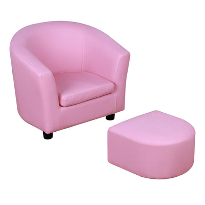 HOMCOM Kids Toddler Sofa Children's Armchair Footstool with Thick Padding, Anti-skid Foot Pads, 30 x 28 x 21cm, Pink 