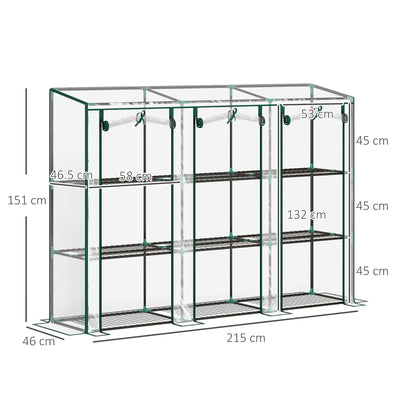 Outsunny 46 x 215cm Nine-Shelf Greenhouse 