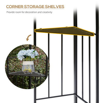 Outsunny 3(m) x 3(m) Garden Gazebo, Double Roof Outdoor Gazebo Canopy Shelter with Netting, Solid Steel Frame for Garden, Lawn, Backyard and Deck 