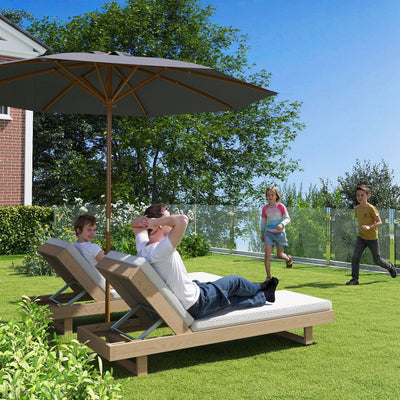 Outsunny 3m Wood Pole Parasol Umbrella - Grey 