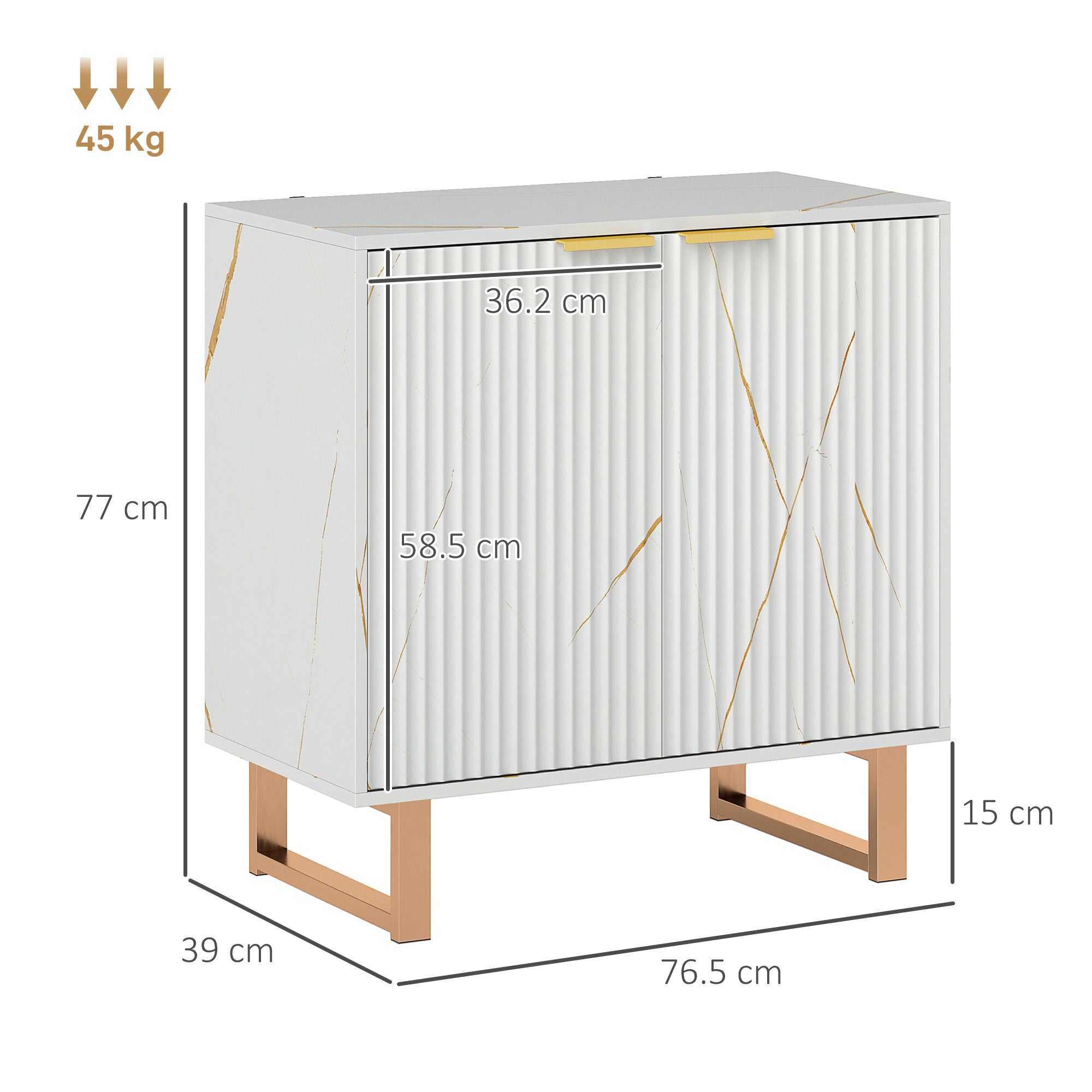 HOMCOM Elegant Storage Sideboard - White/Gold-Tone 