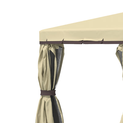 Outsunny 3 x 3(m) Patio Gazebo Canopy Garden Pavilion Tent Shelter with 2 Tier Water Repellent Roof, Mosquito Netting and Curtains, Aluminium Frame, Beige 