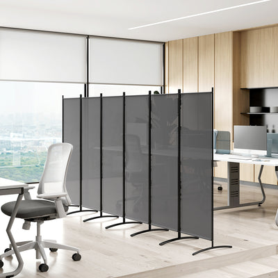 Outsunny 6 Panel Folding Room Divider Foldable Freestanding Garden Privacy Screen, 332 x 172 cm, Dark Grey 