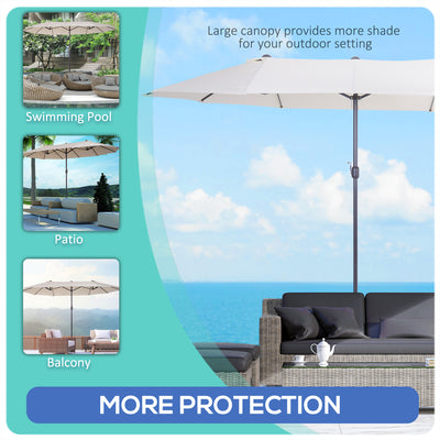 Outsunny 4.6m Double-Sided Patio Parasol Sun Umbrella-Beige 