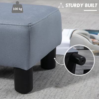 HOMCOM Microfiber Cloth Footstool, Small Foot Rest, Rectangle Sofa Stool for Bedroom Living Room, Grey 