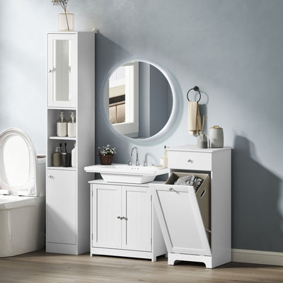 HOMCOM Single Hamper Laundry Storage Cabinet - White 