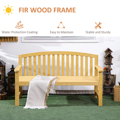 Outsunny 2 Seater Wooden Garden Bench with Armrest, Outdoor Furniture Chair for Park, Balcony, Orange 