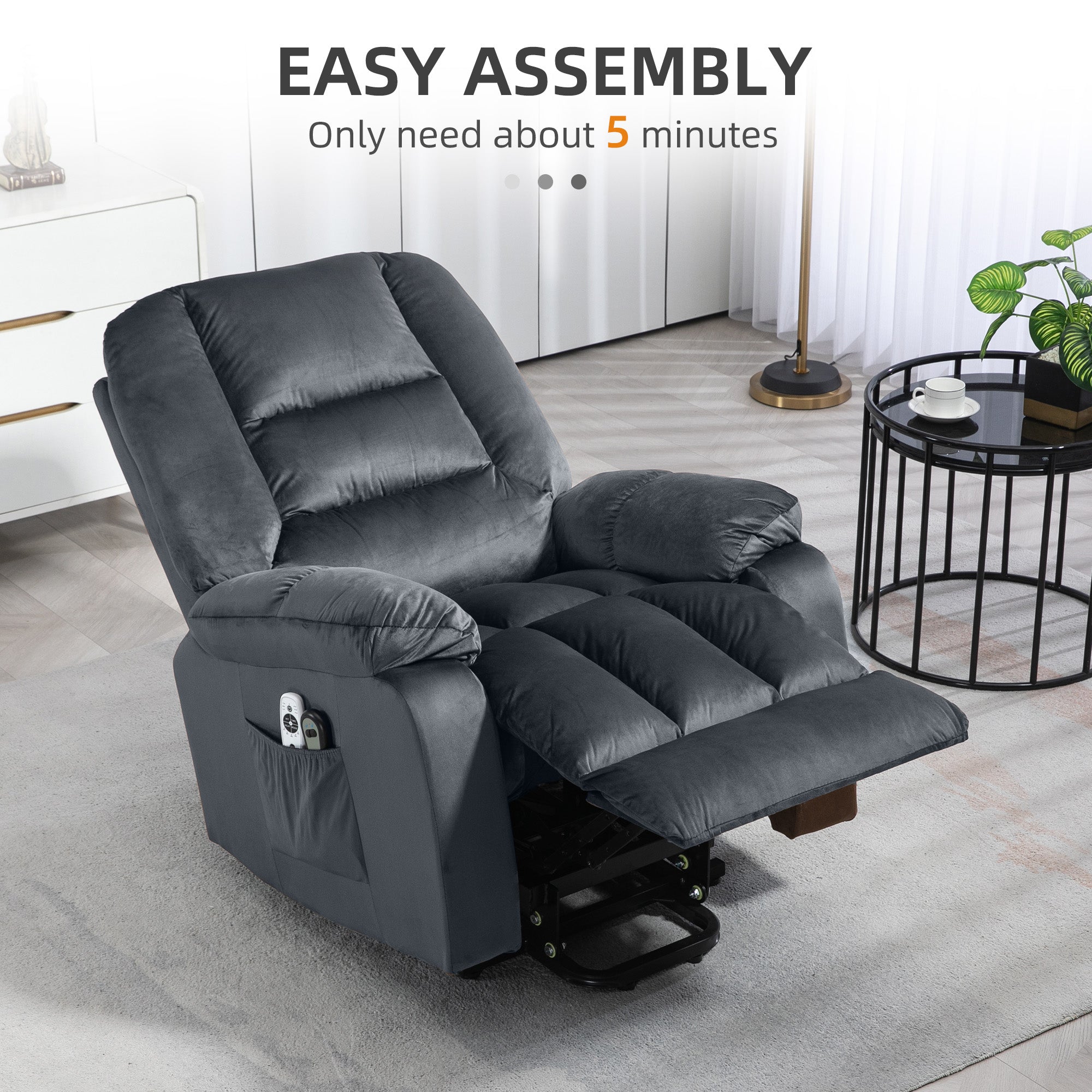 HOMCOM Leathaire Eight Massage Point Armchair, with Heat and Reclining Back - Grey 