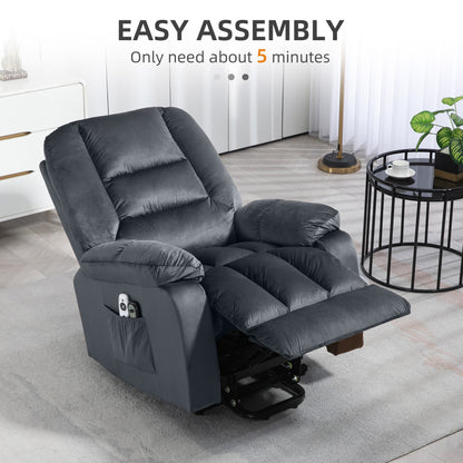 HOMCOM Leathaire Eight Massage Point Armchair, with Heat and Reclining Back - Grey 