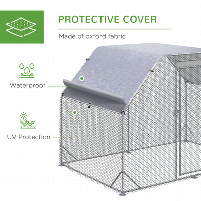 PawHut Walk in Chicken Run Chicken Coop Hen House Outdoor with Roof for 4-6 Chickens, 280 x 190 x 195cm 