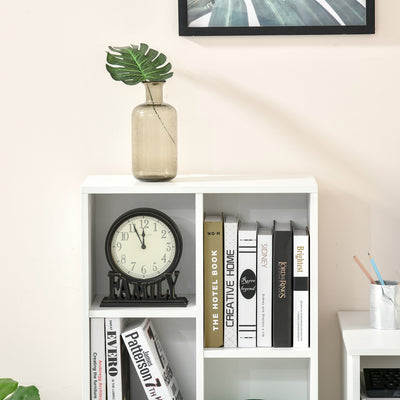 HOMCOM Seven-Cube Bookcase - White Wood Effect 