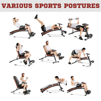 HOMCOM Foldable Weight Bench, Adjustable Strength Training Sit Up Ab Bench, Incline/Decline, Red 
