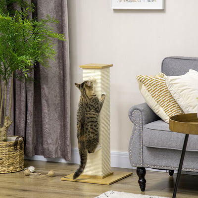 PawHut 80cm Scratching Post, with Toy Ball, Sisal Rope - White 