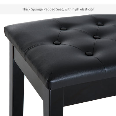 HOMCOM PU Leather Upholstered Piano Stool Makeup Stool Bench Dressing Table Seat with Storage 76x36x50cm, Black 