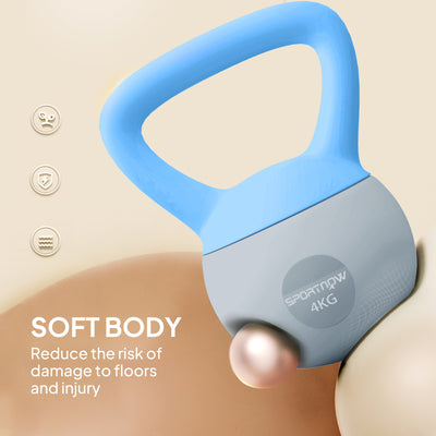 SPORTNOW 4KG Soft Kettlebell, Kettlebell with Non-Slip Handle for Home Gym, Weight Lifting, Strength Training, Light Blue/Grey 