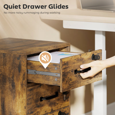 HOMCOM Three Drawer Wood-Effect Filing Cabinet - Rustic Brown 