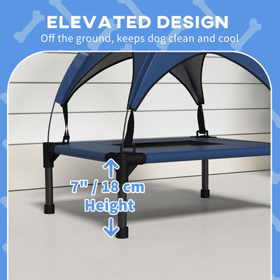 PawHut Cooling Raised Pet Bed w/ Washable Breathable Mesh, for Mini Small Dogs, 61 x 46 x 63cm - Dark Blue 