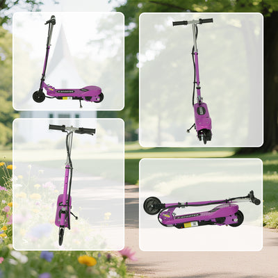HOMCOM Foldable Electric Kids Scooter, Ride-on for Ages 7-14 Years, Purple 