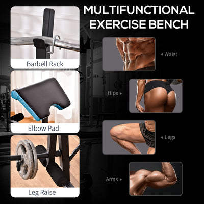 HOMCOM Adjustable Weight Bench with Leg Developer Barbell Rack for Lifting and Strength Training Multifunctional Workout Station for Home Gym Fitness, Black 
