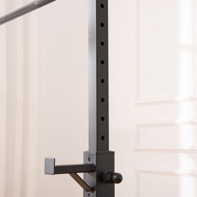 HOMCOM Heavy Duty Weight Bar Barbell Squat Stand Barbell Rack Spotter, for Home, Gym - Black 
