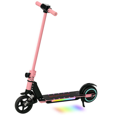 SPORTNOW Folding Electric Scooter for Kids Age 6-14 with Dual Brakes, Front Suspension, LED Colourful Lights and Display, 6.8kg Lightweight Aluminium E Scooter, Up to 14 KM/H & 6 KM, Pink 