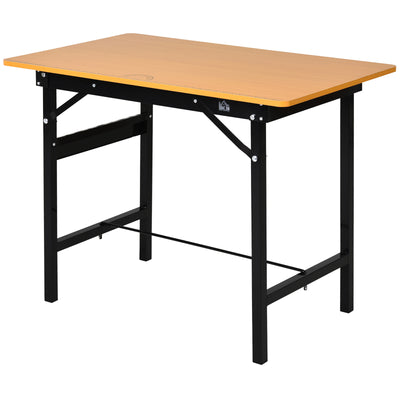 HOMCOM 100 cm Foldable Garage Work Bench, Craft Table MDF Workstation, Heavy-duty Steel Frame with Ruler, Protractor 
