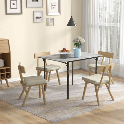 HOMCOM Four-Person Drop Leaf Dining Table - Grey 