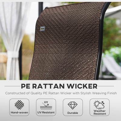 Outsunny Set of Four Folding Garden Chairs, with Seven-Position Adjustable Backs, Dark Brown 