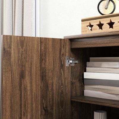 HOMCOM Sideboard Storage Cabinet with Golden Lines, Modern Luxury Living Room Cabinet with Adjustable Shelf, Steel Harpin Legs, Brown 