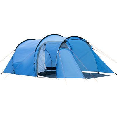 Outsunny 2 Room Tent with Vestibule, Weather-Resistant Camping Tent with Air Vents for Fishing Hiking, Sky Blue 
