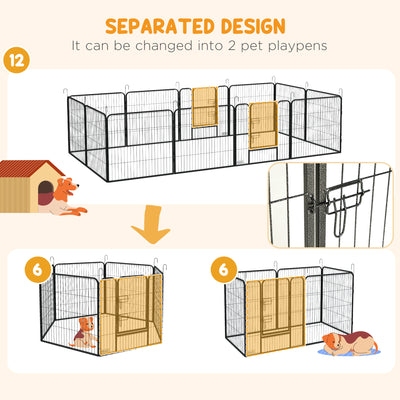 PawHut 12 Panels Heavy Duty Puppy Playpen, for Small Dogs, Indoor and Outdoor Use - Silver 