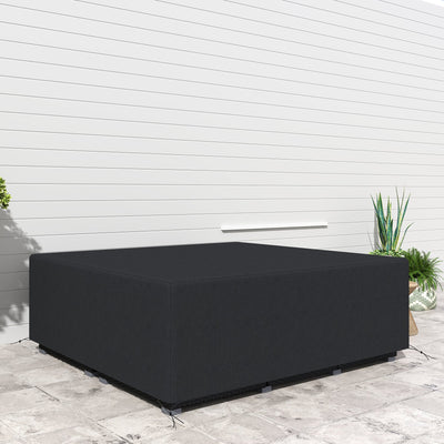 Outsunny 600D Oxford Outdoor Garden Furniture Sofa Set Cover, Waterproof Anti-UV Rattan Sun Lounger Protection Protector Cover, 225L x 210W x 70Hcm, Black 