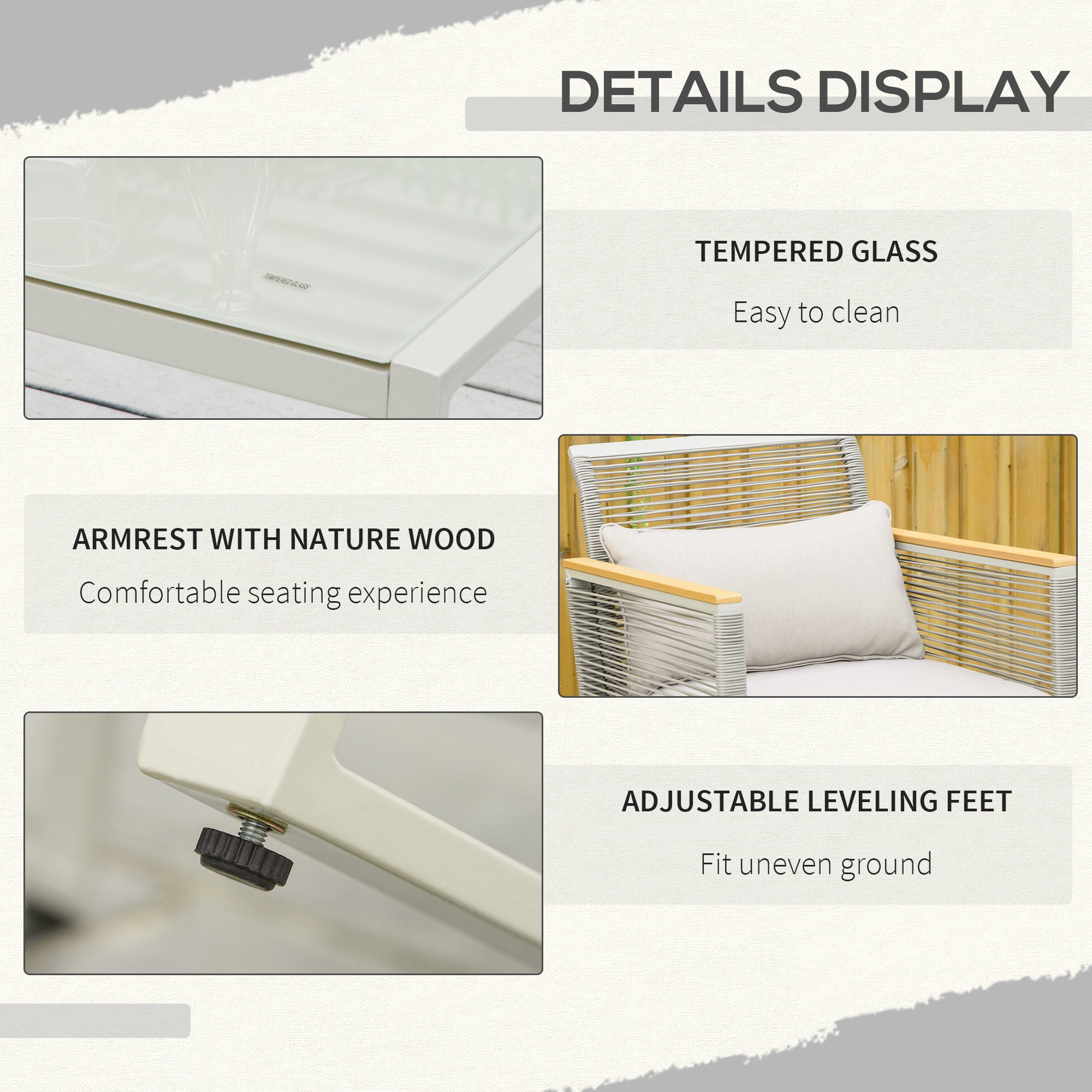 Outsunny 4 Pieces Rattan Garden Furniture Set - Grey