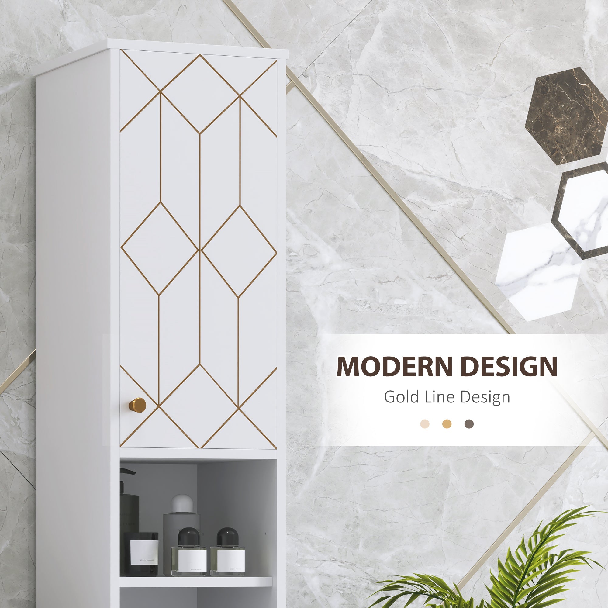 HOMCOM Tall Bathroom Storage Cabinet with Doors, Slim Bathroom Storage Unit with Adjustable Shelves, Freestanding Bathroom Storage Unit, White 