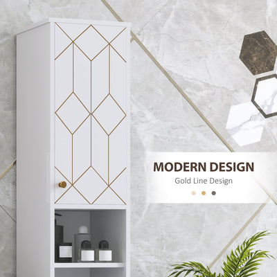 HOMCOM Tall Bathroom Storage Cabinet with Doors, Slim Bathroom Storage Unit with Adjustable Shelves, Freestanding Bathroom Storage Unit, White 
